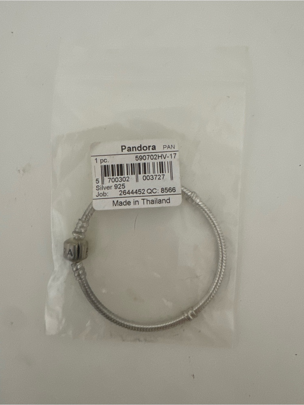 Pandora Silver Snake Chain Bracelet with Branded Clasp - Silver